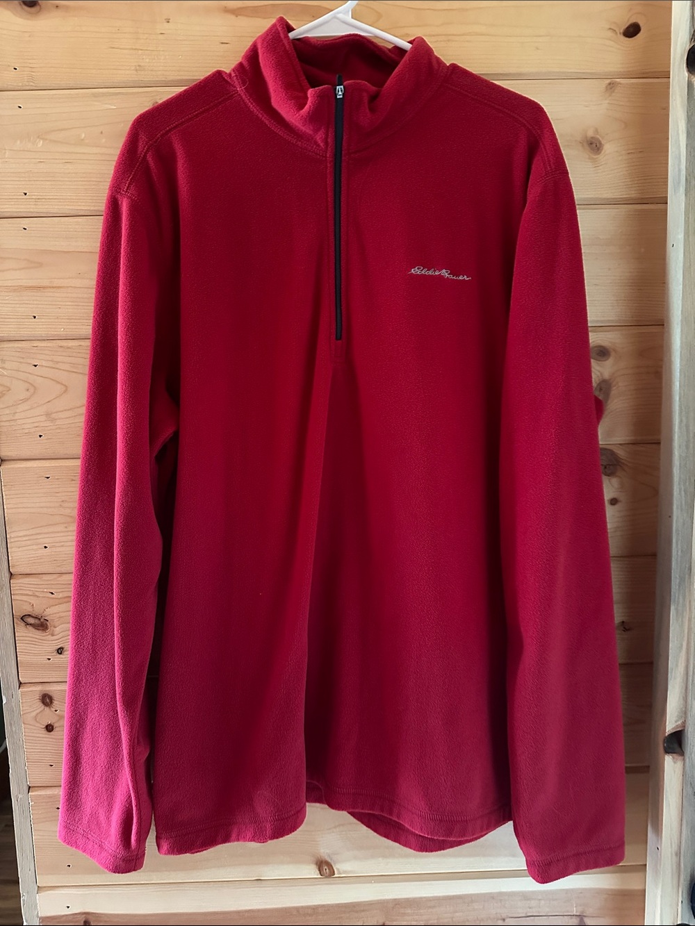Eddie Bauer Red Half-Zip Lightweight Fleece Jacket